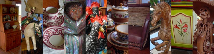 photo montage of handcrafts and furniture in Galerias del Arcangel