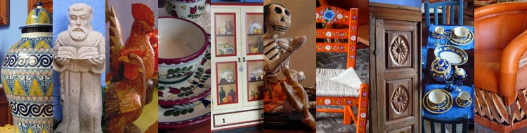 photo montage of handcrafts and furniture in Galerias del Arcangel
